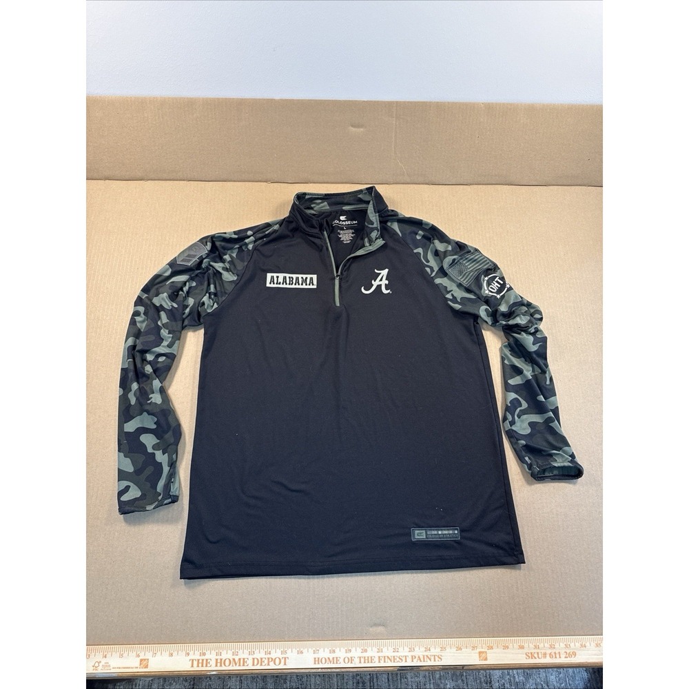 University Of Alabama Mens 1/4 Zip Pullover Black Camo‎ Sleeves Large